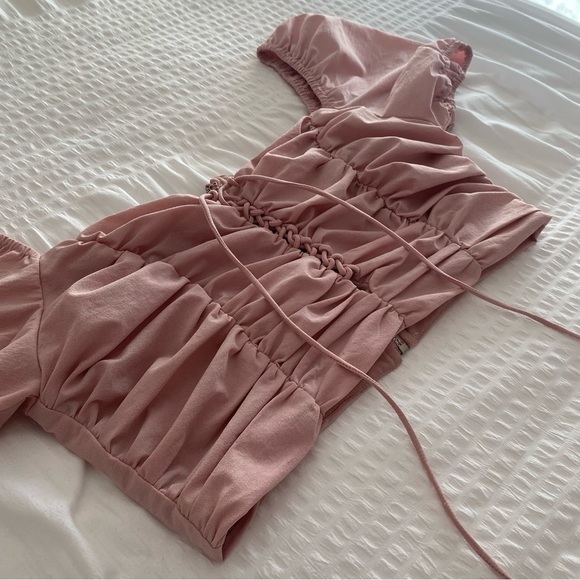 NWT Fashion Nova pink off the shoulder corset crop top size large - Picture 7 of 11